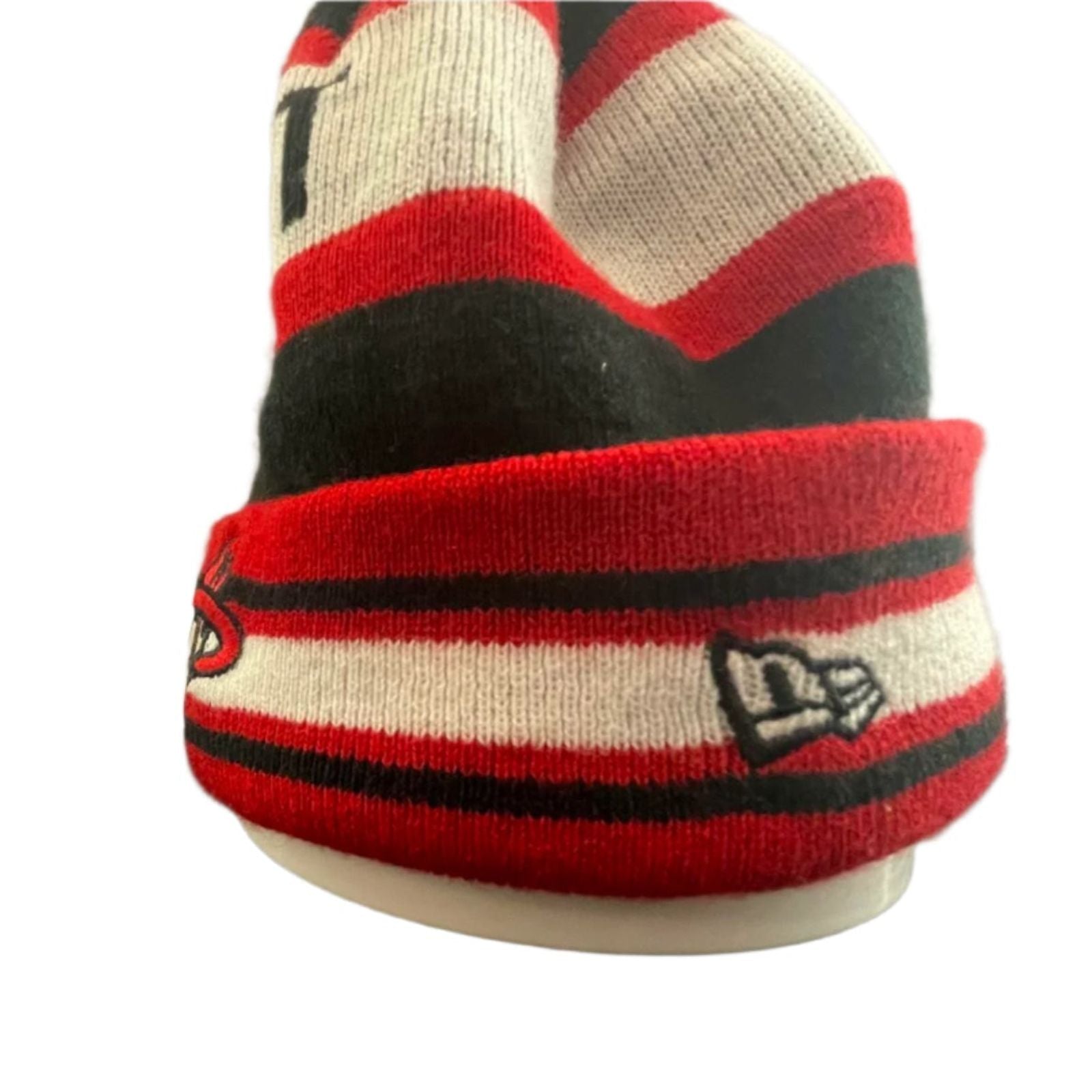Used NBA Miami Heat Unisex Adult Beanie By New Era - Cuffed | Black/Red/White | One Size