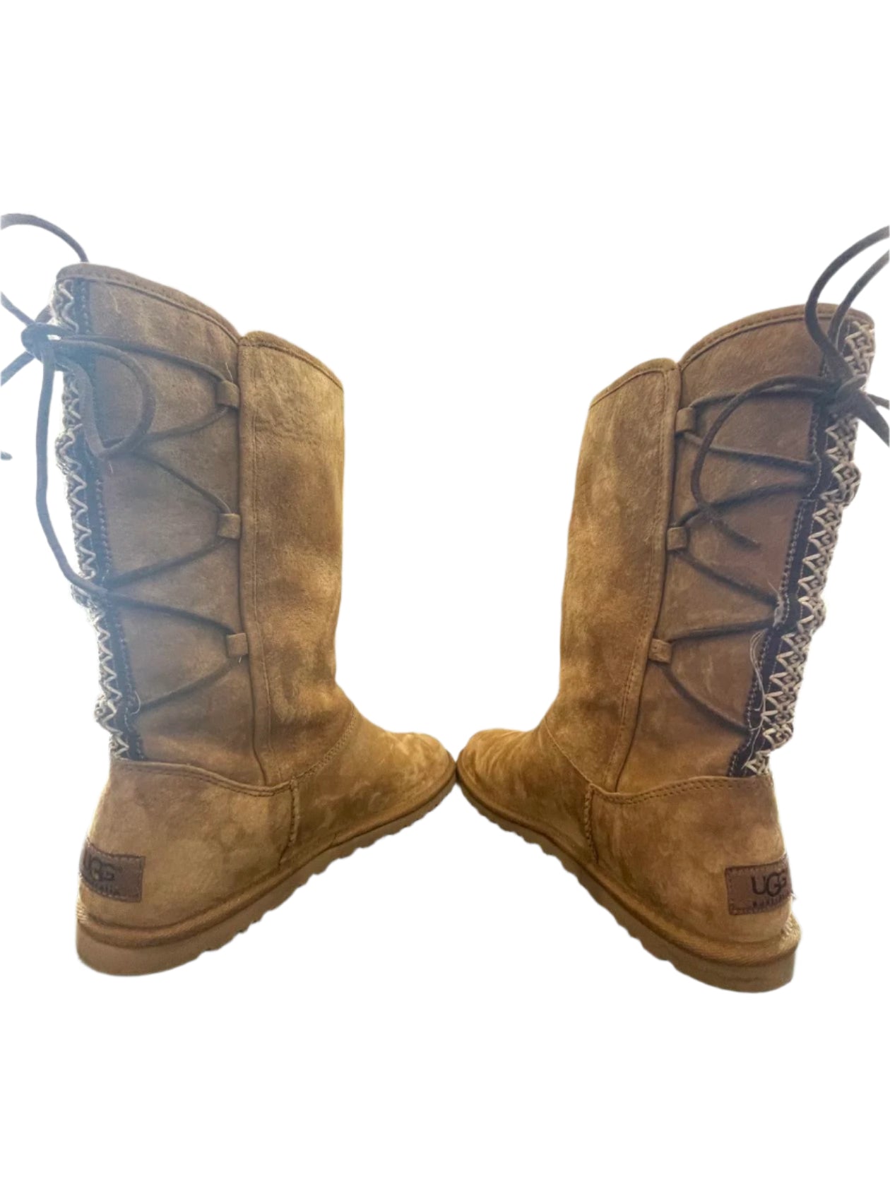 UGG Womens Boots Tall Braided Tasman Chestnut - Brown - 8 - Very Good - Pic 4