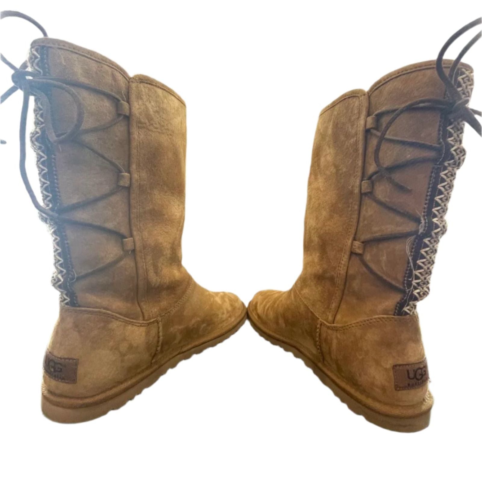 Used Ugg Womens Boots - Tall Braided Tasman | Chestnut Brown | 8