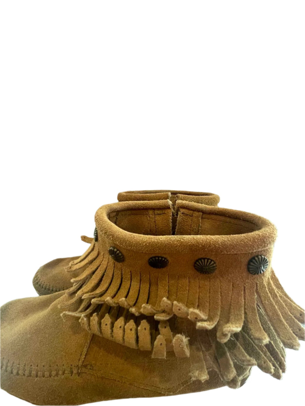 Minnetonka Womens Moccasins 697T Double Fringe Side Zip - Brown - 8 - Good - Pic 5