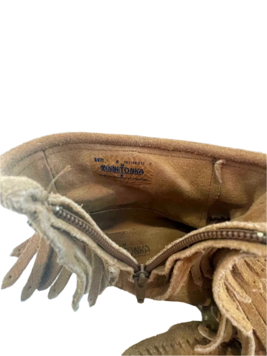 Minnetonka Womens Moccasins 697T Double Fringe Side Zip - Brown - 8 - Good - Pic 9