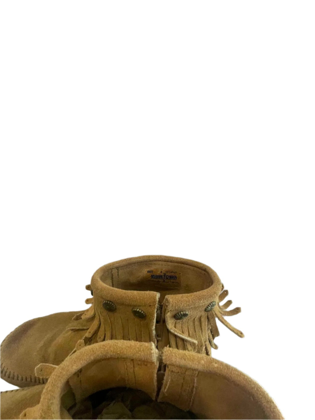 Minnetonka Womens Moccasins 697T Double Fringe Side Zip - Brown - 8 - Good - Pic 4