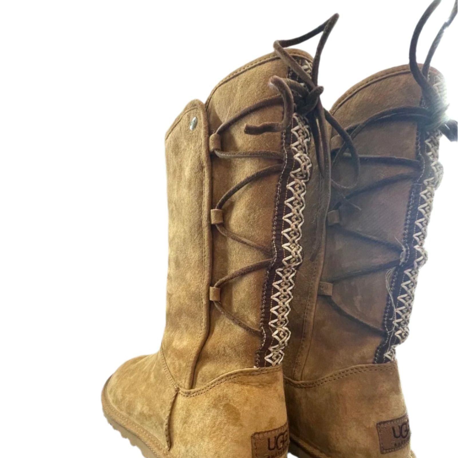 Used Ugg Womens Boots - Tall Braided Tasman | Chestnut Brown | 8