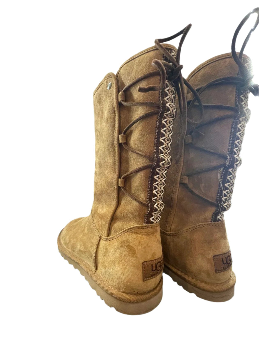 UGG Womens Boots Tall Braided Tasman Chestnut - Brown - 8 - Very Good - Pic 2