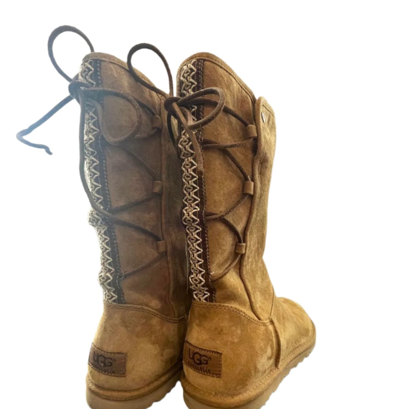 Used Ugg Womens Boots - Tall Braided Tasman | Chestnut Brown | 8