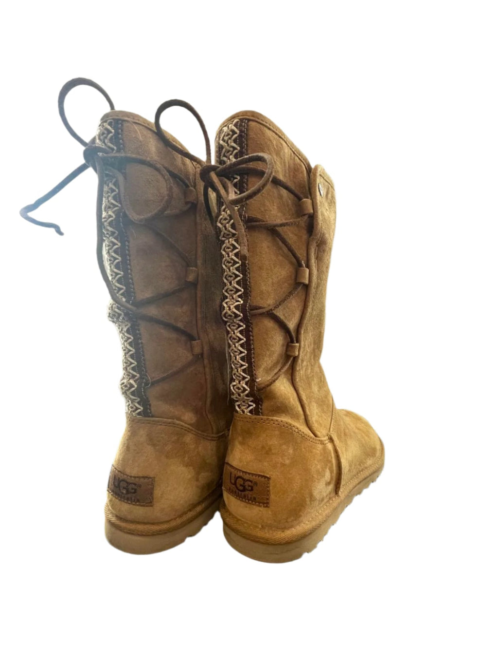 UGG Womens Boots Tall Braided Tasman Chestnut - Brown - 8 - Very Good - Pic 3