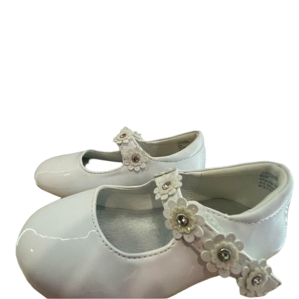 Used Cupcake Couture Little Girls Strap Shoes - Floral | White | 8M