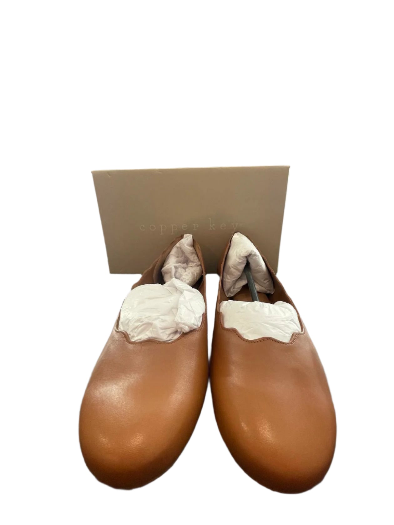 Copper Key Womens Flats Shoes Lovely leather Scalloped Brown Cara Luggage - Brown - 10W - Like New - Pic 7