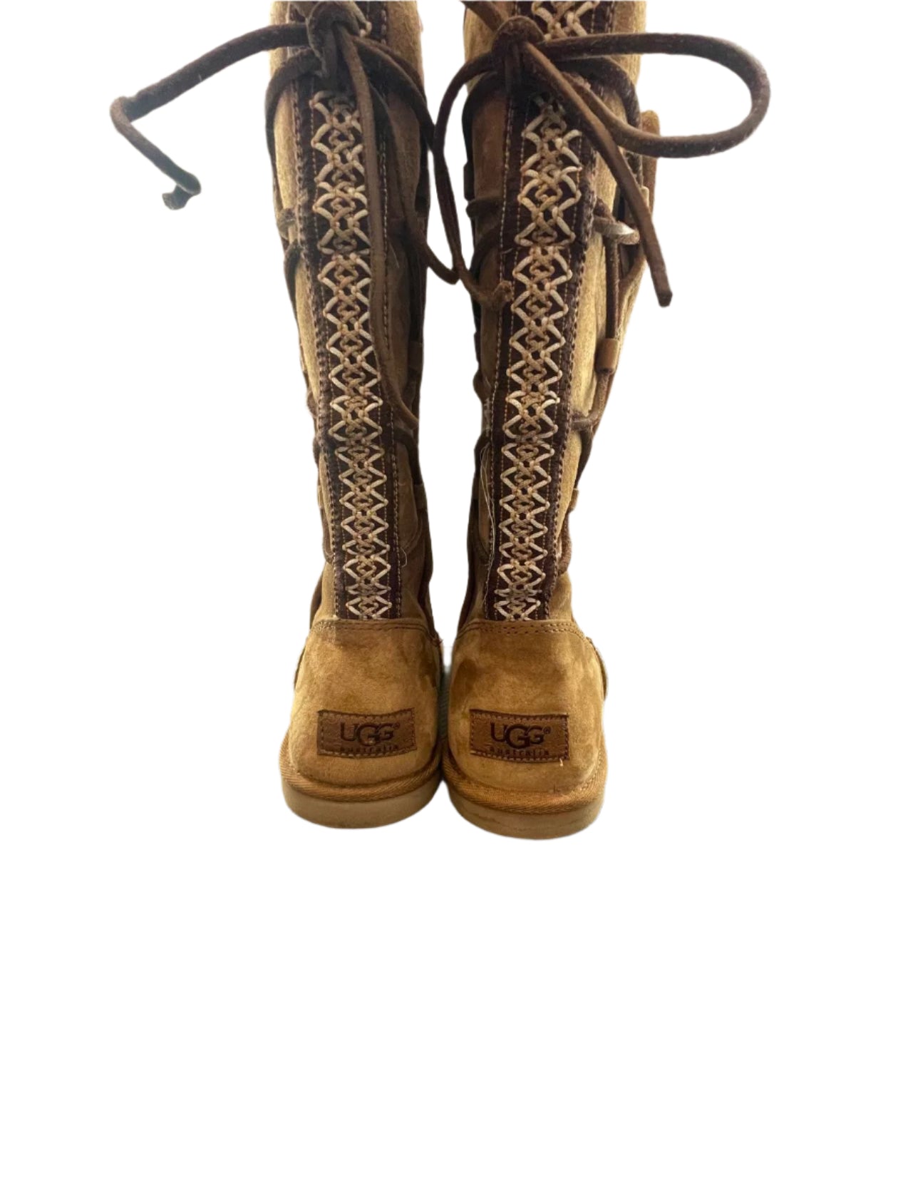 UGG Womens Boots Tall Braided Tasman Chestnut - Brown - 8 - Very Good - Pic 6