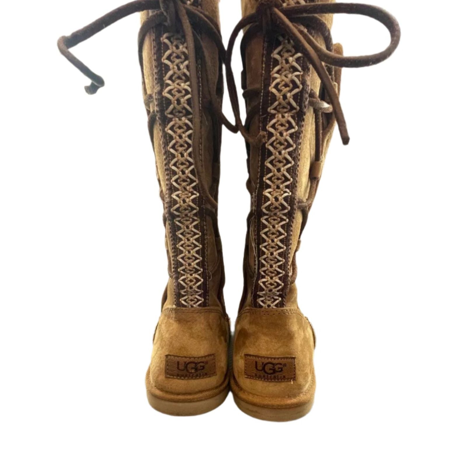 Used Ugg Womens Boots - Tall Braided Tasman | Chestnut Brown | 8