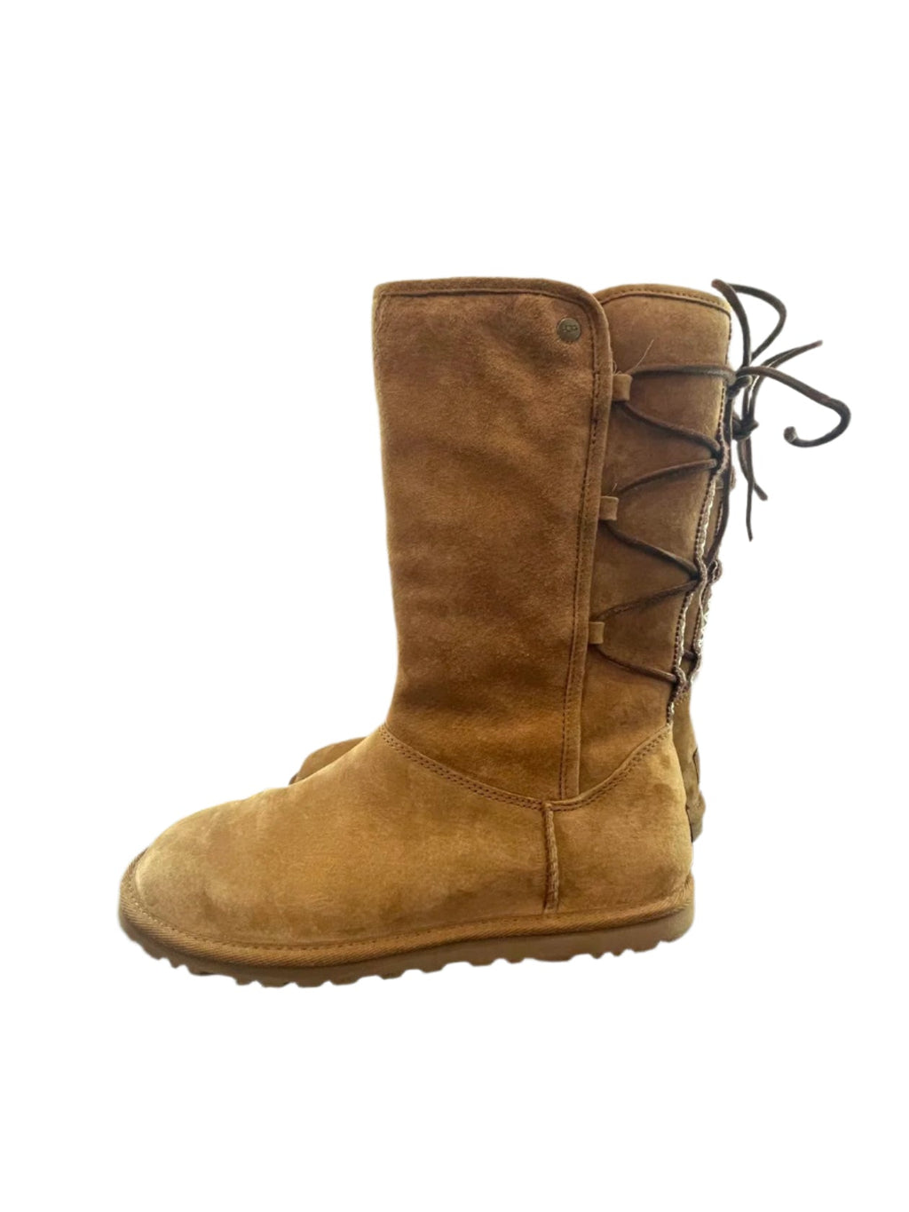 UGG Womens Boots Tall Braided Tasman Chestnut - Brown - 8 - Very Good - Pic 8