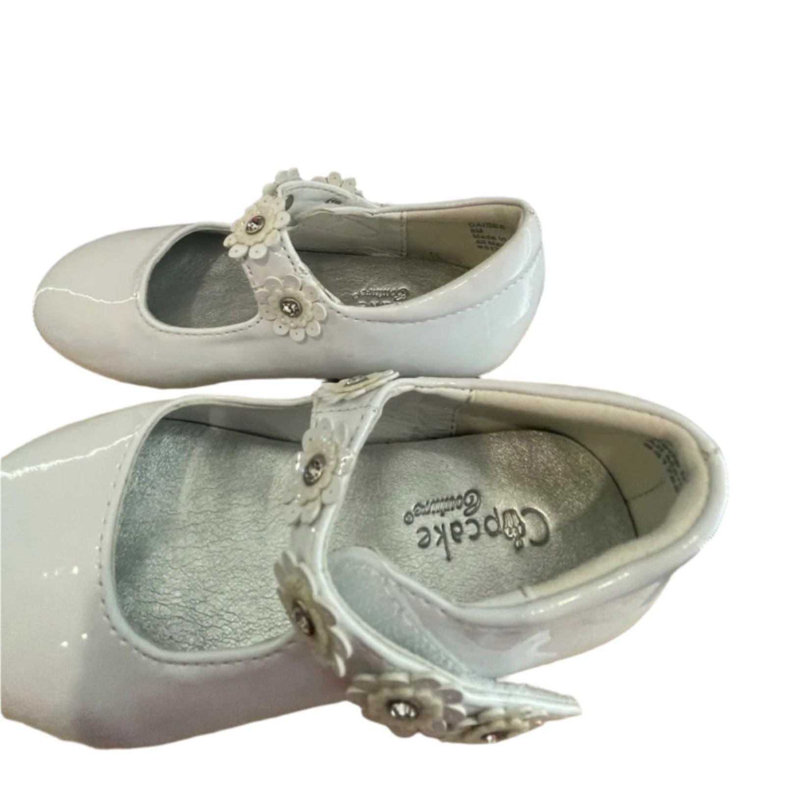 Used Cupcake Couture Little Girls Strap Shoes - Floral | White | 8M