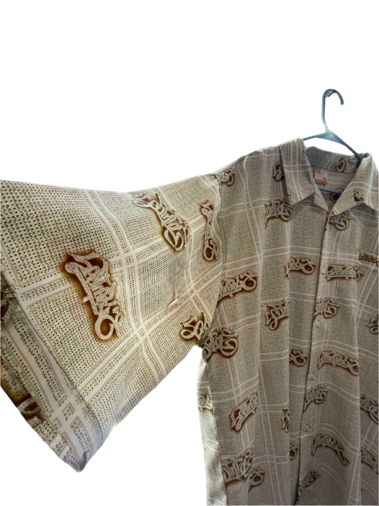 South Pole Mens Short Sleeve Button Down Shirt All-Over Print 82628 - Brown - XXL - Like New - Pic 3