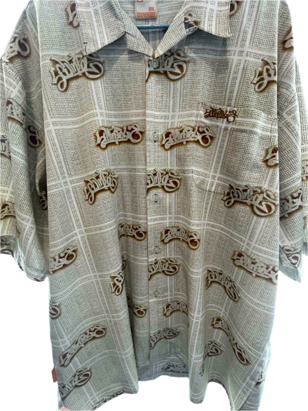 South Pole Mens Short Sleeve Button Down Shirt All-Over Print 82628 - Brown - XXL - Like New - Pic 10
