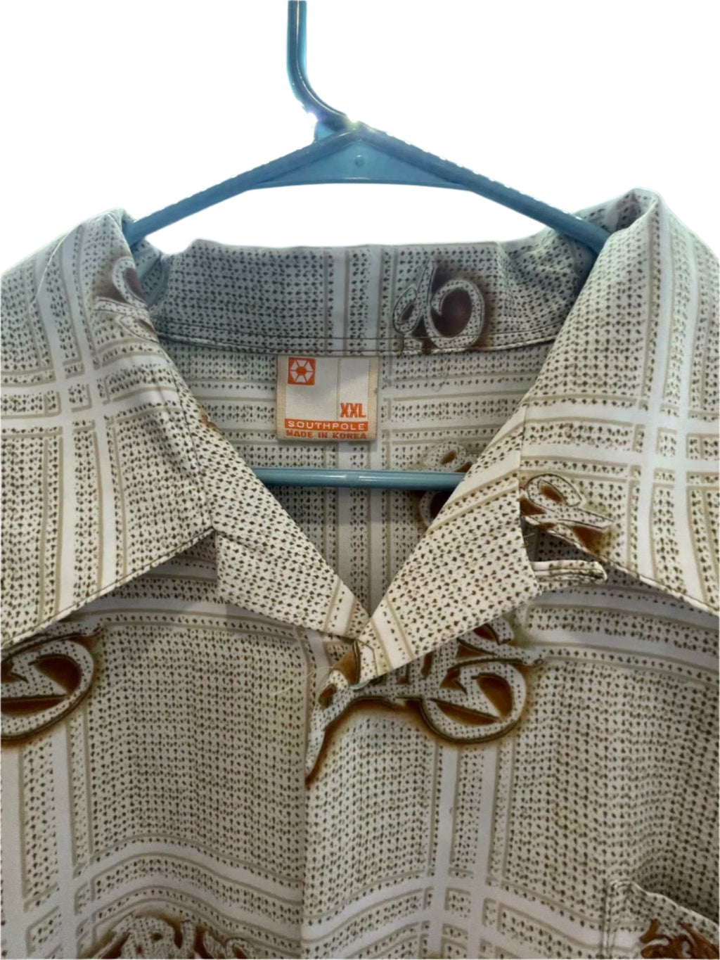 South Pole Mens Short Sleeve Button Down Shirt All-Over Print 82628 - Brown - XXL - Like New - Pic 2