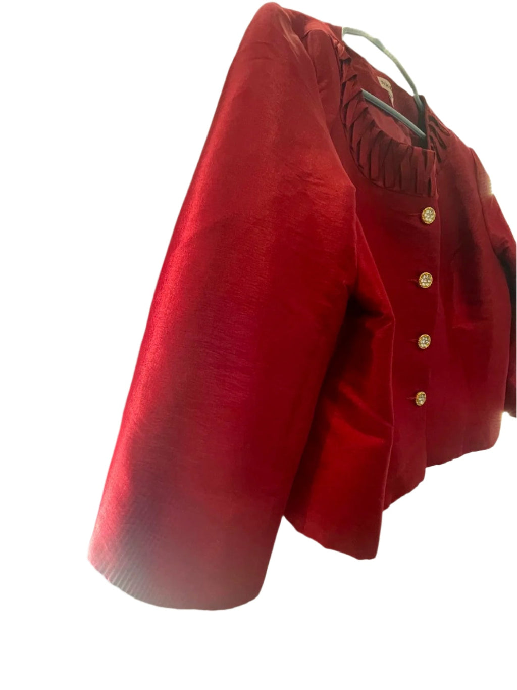 Nicolette Womens Blazer Ruffles Bedazzled Buttons Formal Casual - Red - 18 - Very Good - Pic 6