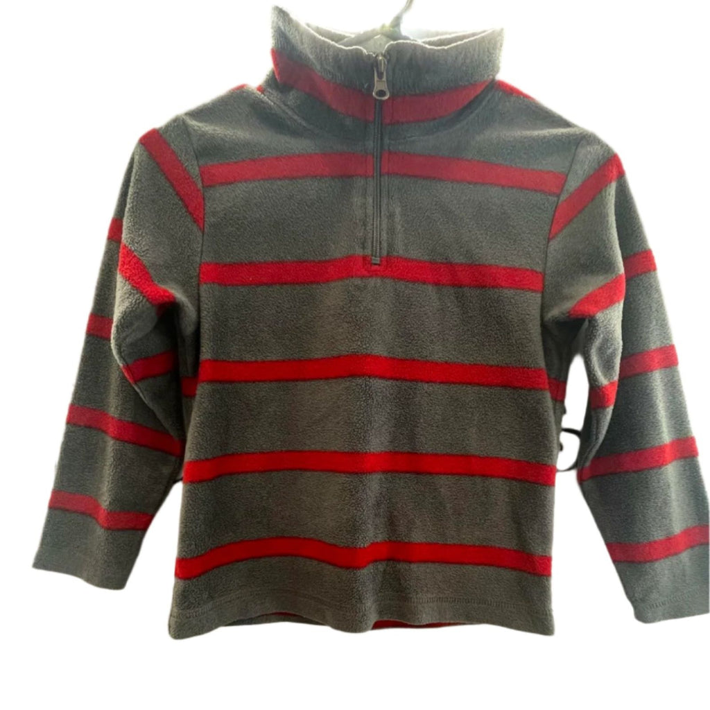 Used Children's Place Boys Pullover - Striped Zip-Up | Gray | 5/6
