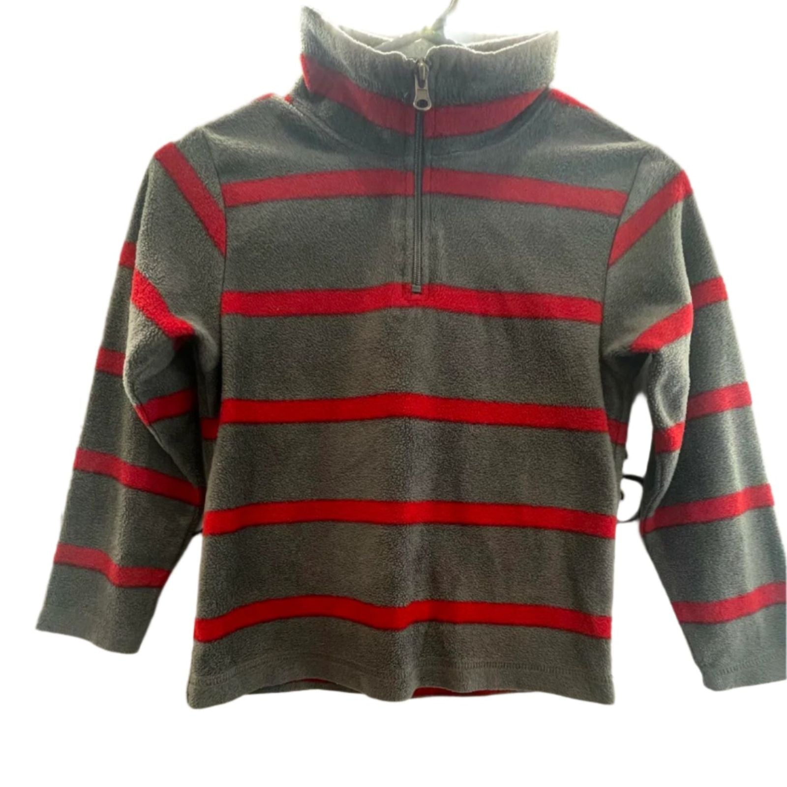 Used Children's Place Boys Pullover - Striped Zip-Up | Gray | 5/6