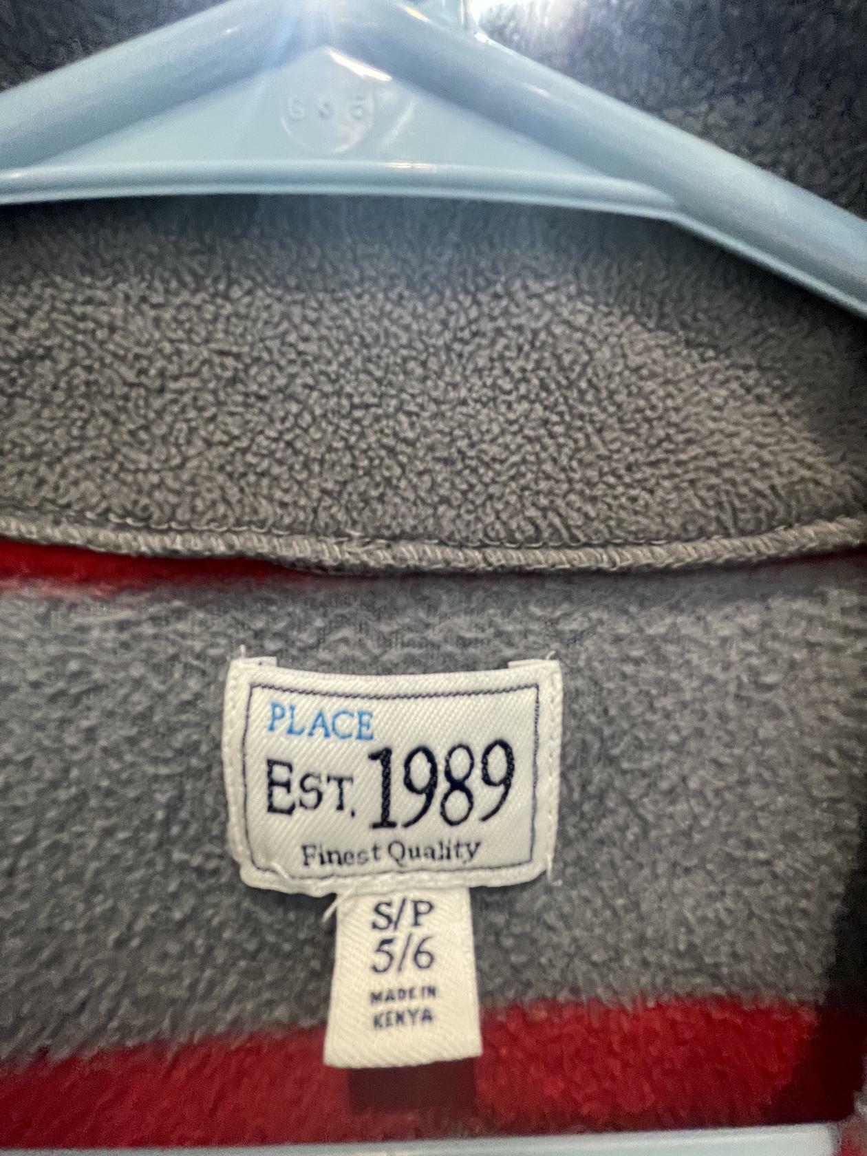 Children's Place Kids Pullover Zipper Striped - Gray  - 5/6 - Very Good - Pic 4