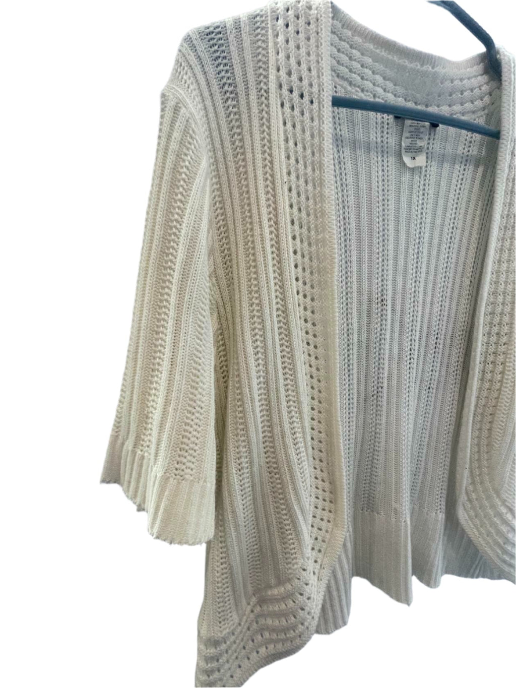 Intriguing Threads Womens Cardigan Half-Sleeve No Closure - White - 1X - Very Good - Pic 3