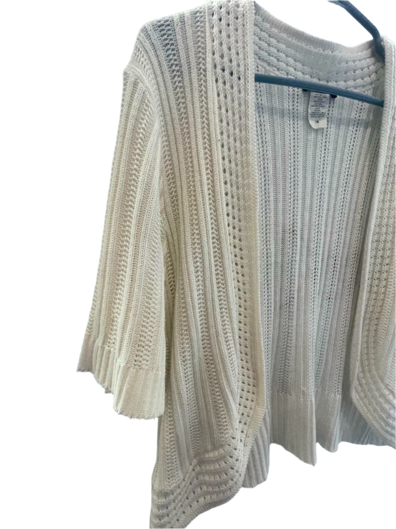 Intriguing Threads Womens Cardigan Half-Sleeve No Closure - White - 1X - Very Good - Pic 3