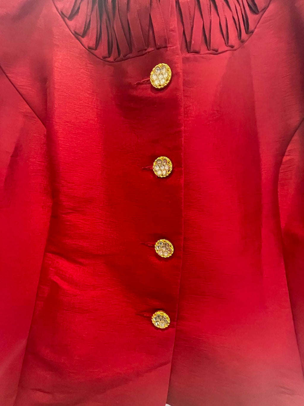 Nicolette Womens Blazer Ruffles Bedazzled Buttons Formal Casual - Red - 18 - Very Good - Pic 2