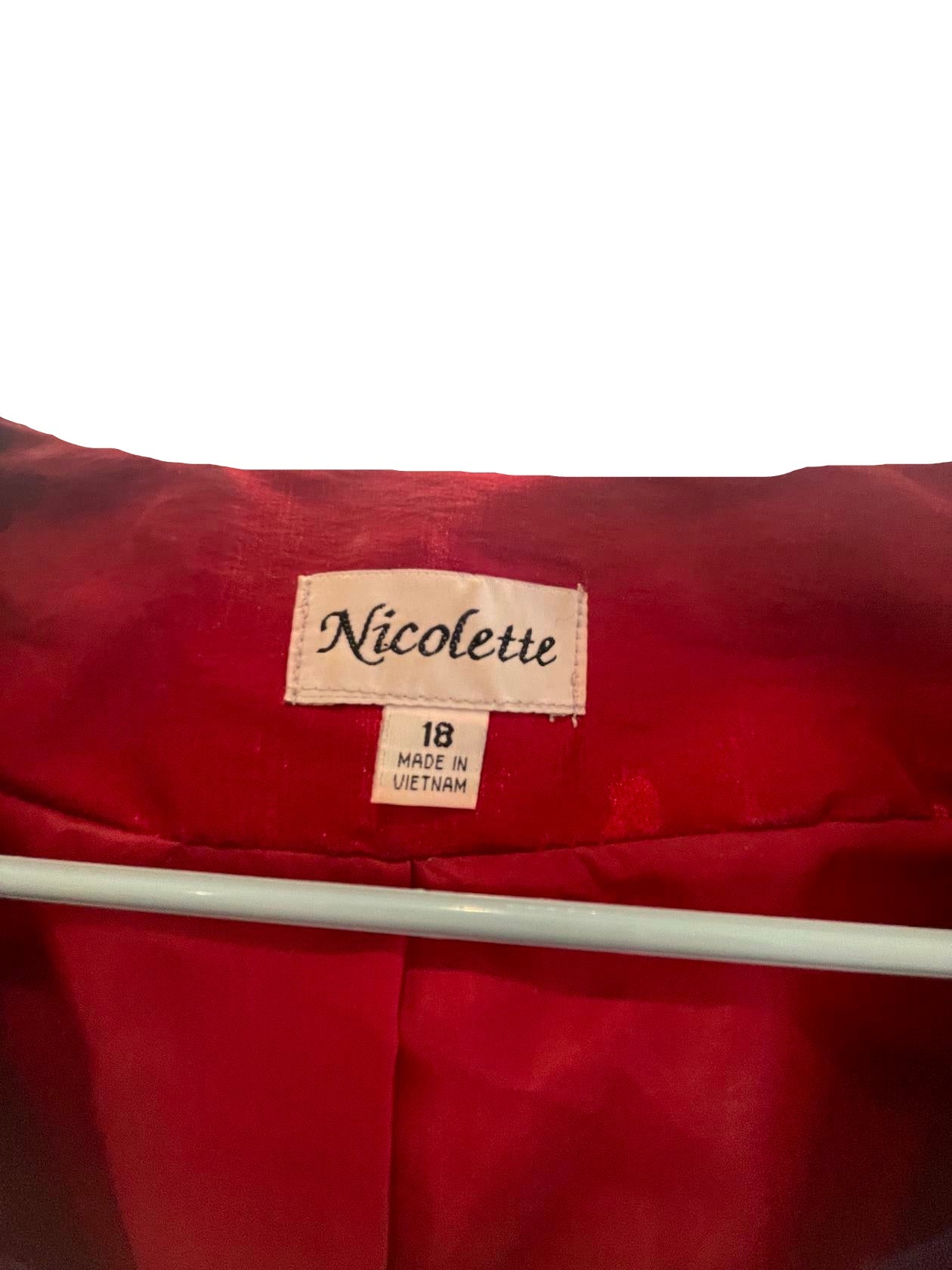 Nicolette Womens Blazer Ruffles Bedazzled Buttons Formal Casual - Red - 18 - Very Good - Pic 3