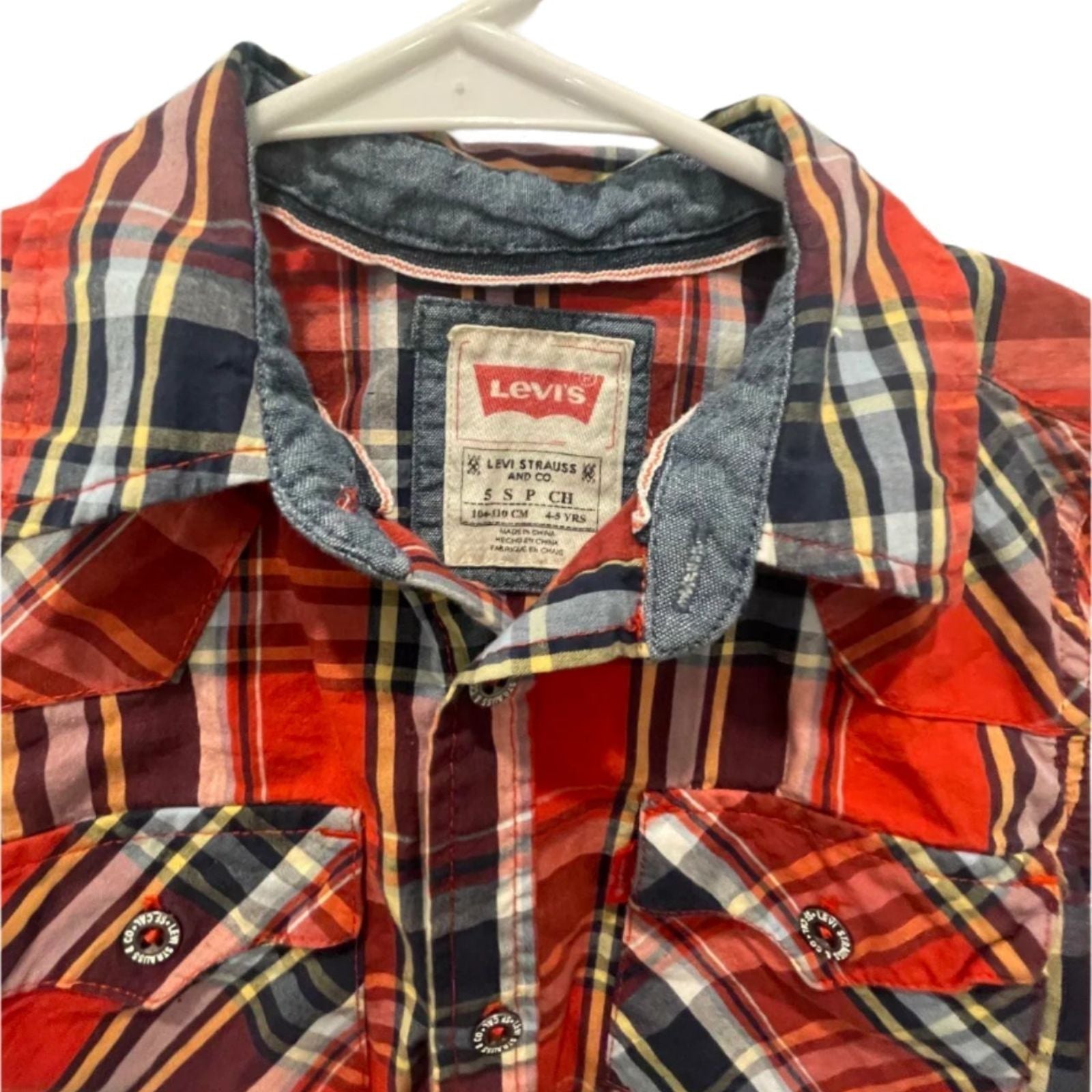 Used Little Levi's Boys Button-Down Shirt - Long Sleeve Plaid | Blue | Small