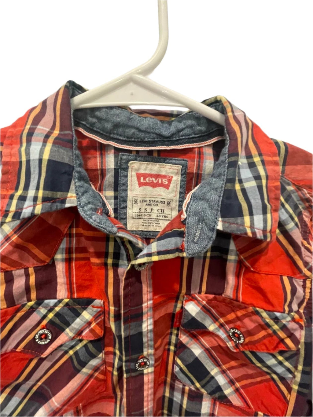 Little LEVIS Kids Long Sleeve Button Down Shirt Plaid - Blue - Small - Very Good - Pic 3