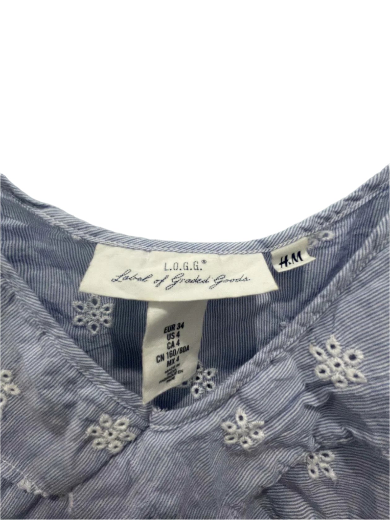 H&M Womens Top L.O.G.G. Tank Cami Floral V-neck - Blue - 4 - Very Good - Pic 4