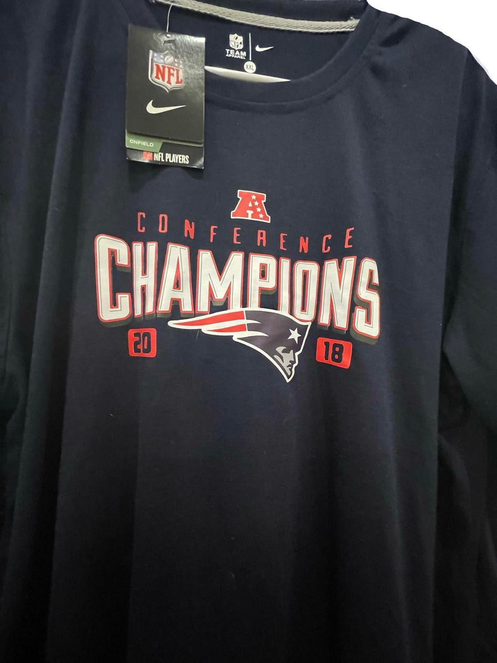 Fanatics Unisex NFL Team Long Sleeve Active T-Shirt New England Patriots Conference Champions 2018 - Navy - 2XL - Like New - Pic 6