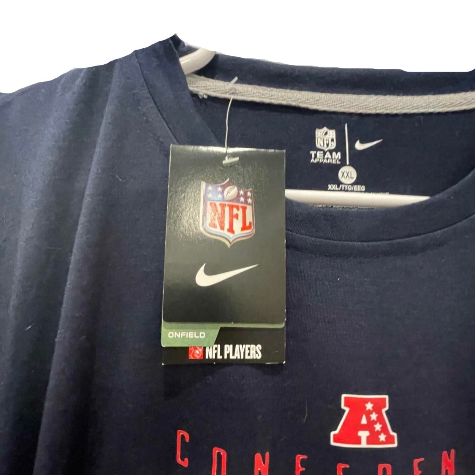 Used Fanatics Unisex Adult NFL Team Long Sleeve T-Shirt | New England Patriots Conference Champions 2018 | Navy | 2XL