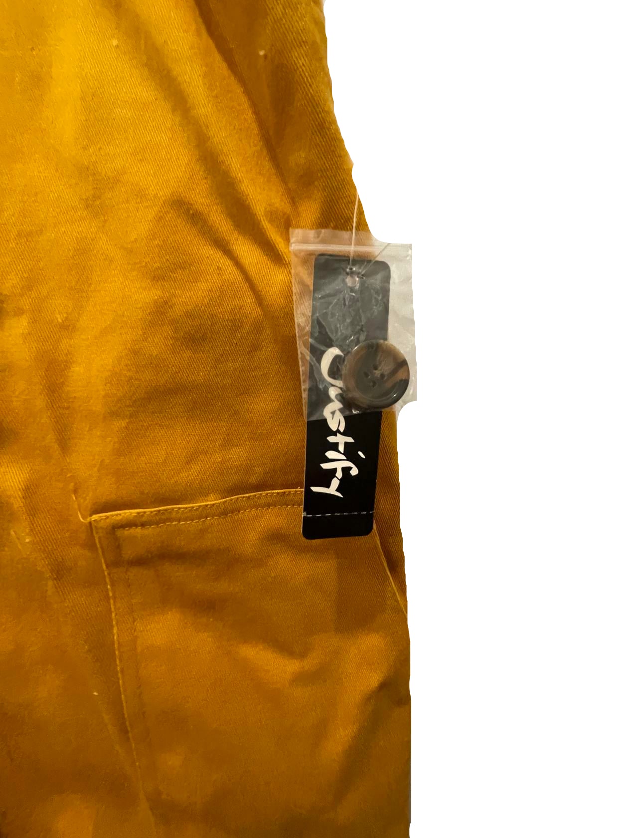 Justify Womens Overall Jumper Dress - Button Front - Yellow - Size Medium - New