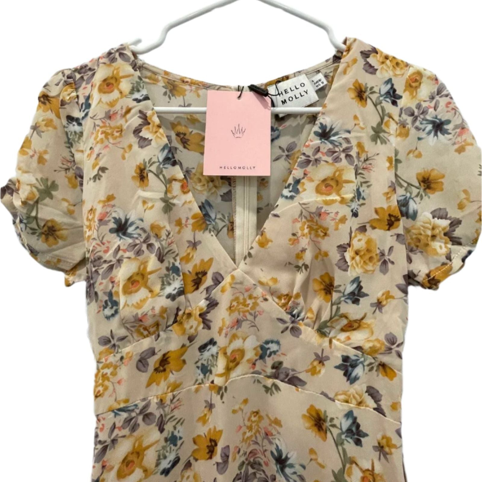 Used Hello Molly Womens Dress - Boho Midi | Beige Multi-Color | Size 12