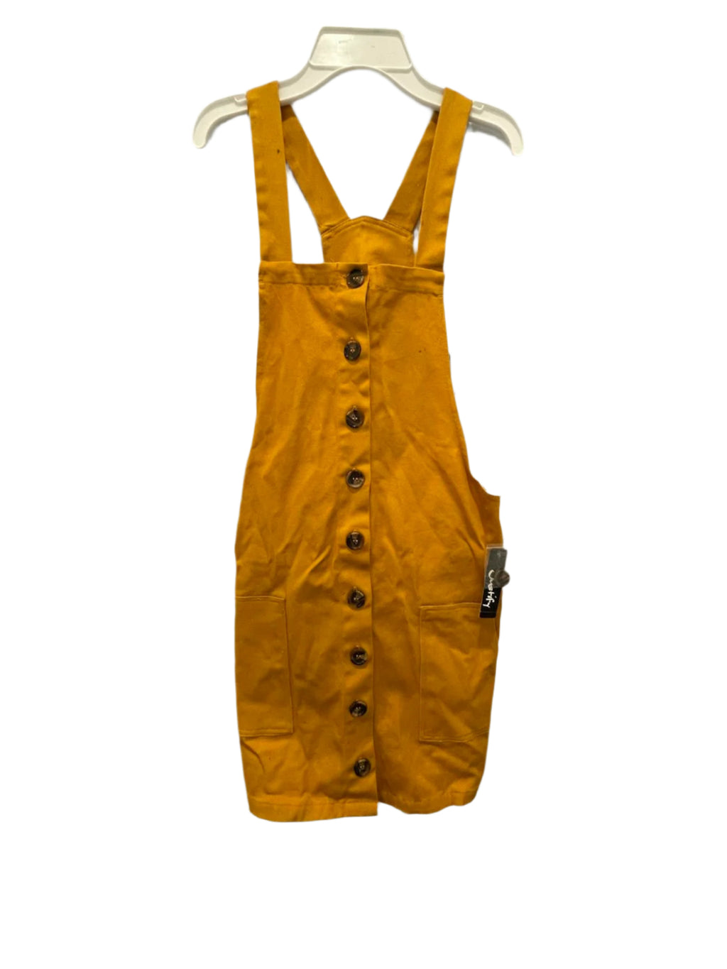 Justify Womens Overall Jumper Dress - Button Front - Yellow - Size Medium - New