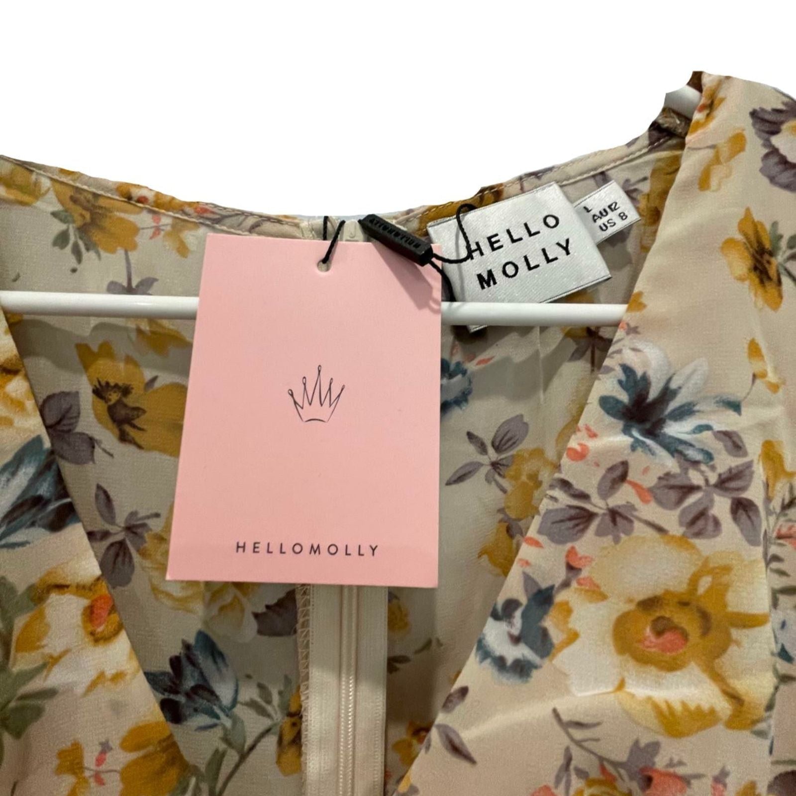 Used Hello Molly Womens Dress - Boho Midi | Beige Multi-Color | Size 12